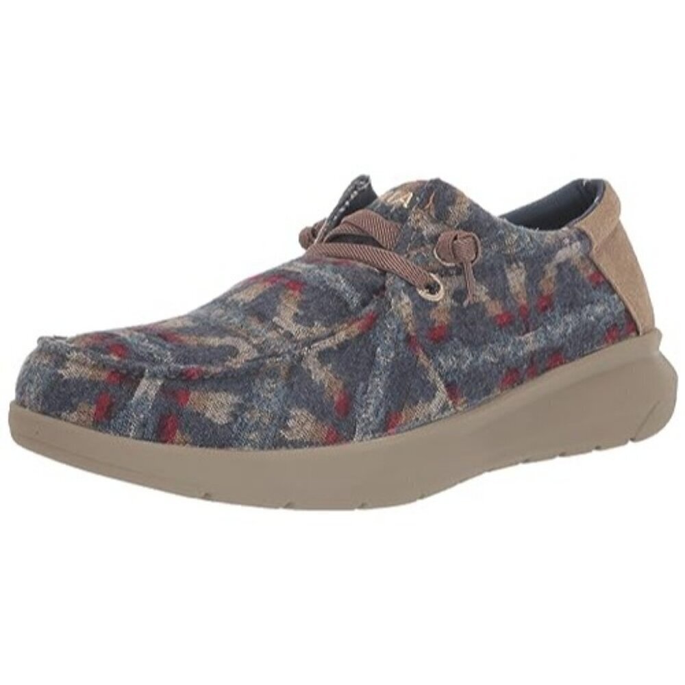 Ariat Men's Hilo Stretch Lace Slip On Sneaker Shoe Blue Aztec Wooly/Tan